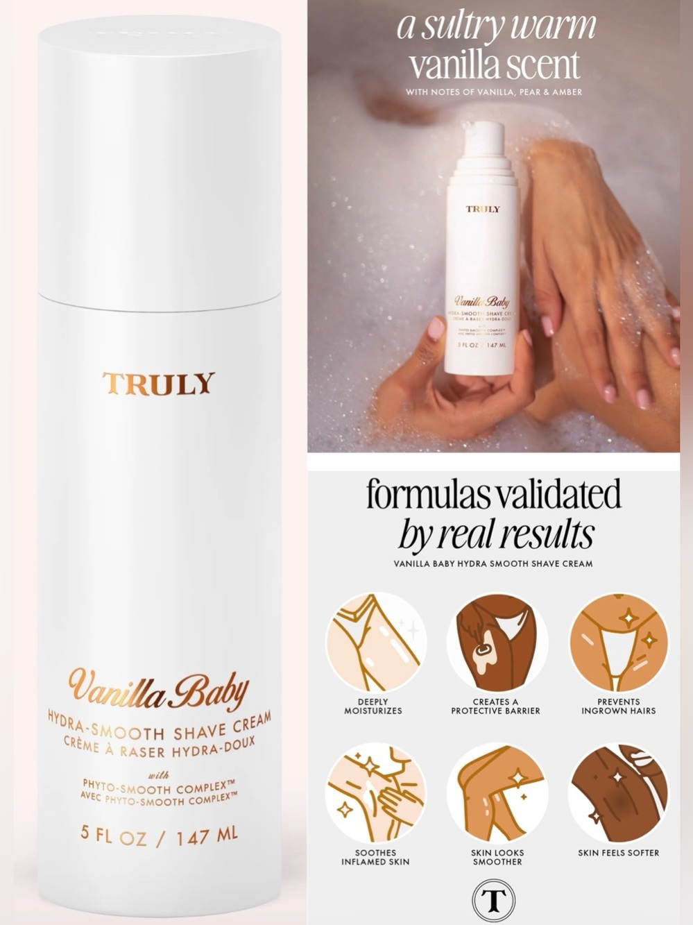 Truly Hydra-Smooth Shave Cream New (Vanilla Baby) 147 ml / 5 fl oz - Picture 3 of 3